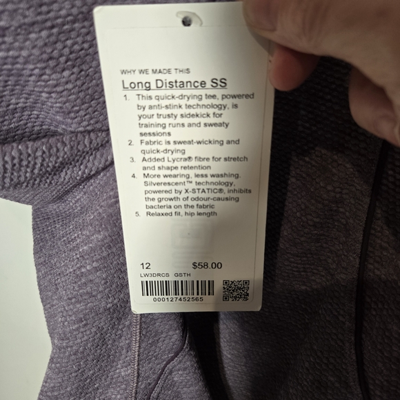 BNWT 12 Lululemon Long Distance Tee - Picture 4 of 4